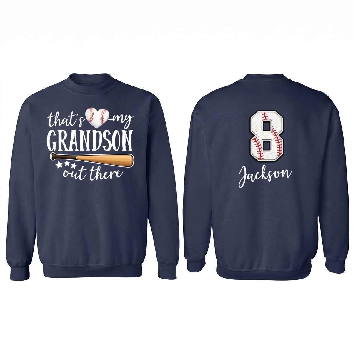 That's My Grandson Out There - Personalized Double Sided Shirt - Baseball Softball Grandma Mom