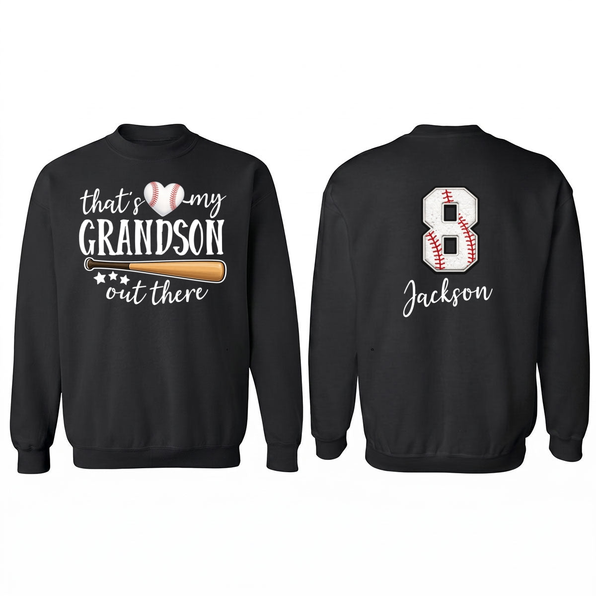 That's My Grandson Out There - Personalized Double Sided Shirt - Baseball Softball Grandma Mom