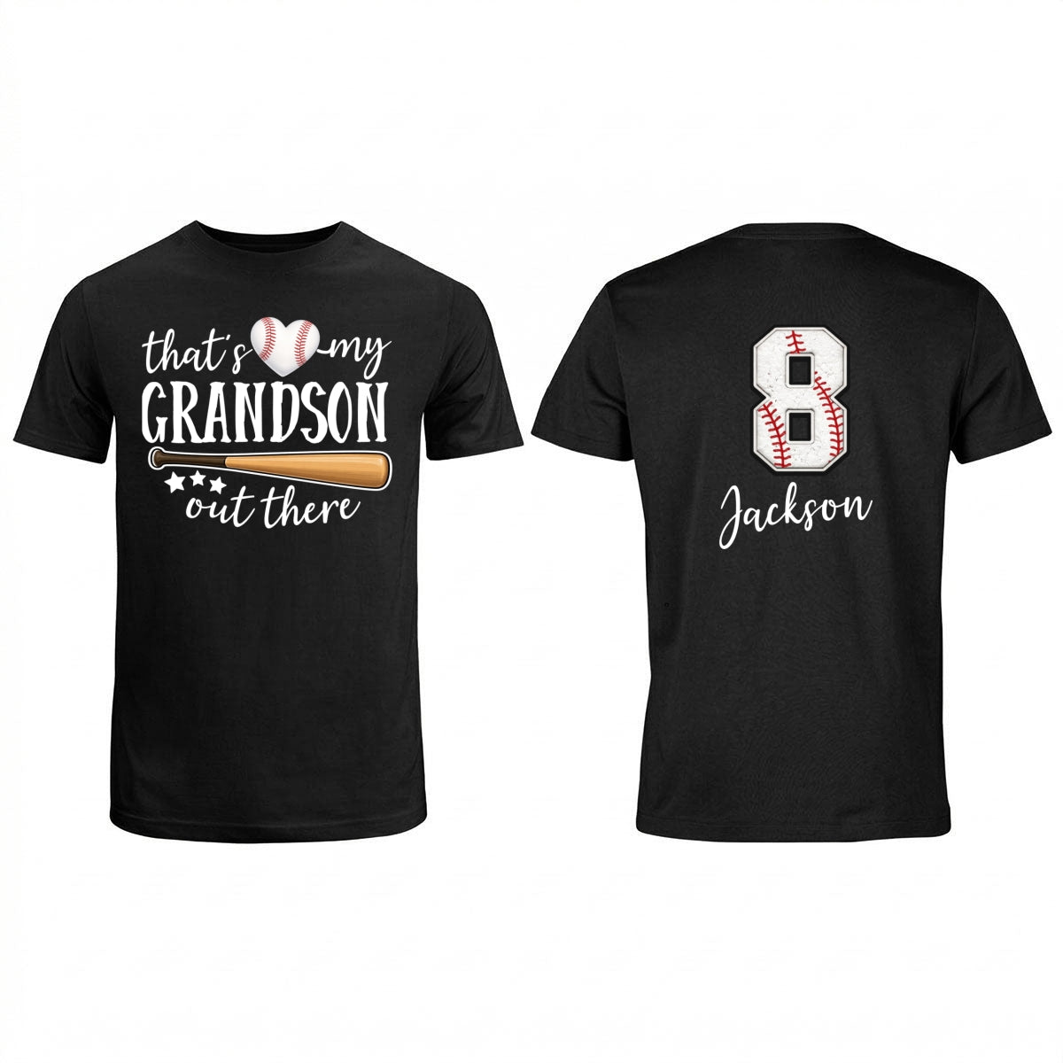 That's My Grandson Out There - Personalized Double Sided Shirt - Baseball Softball Grandma Mom