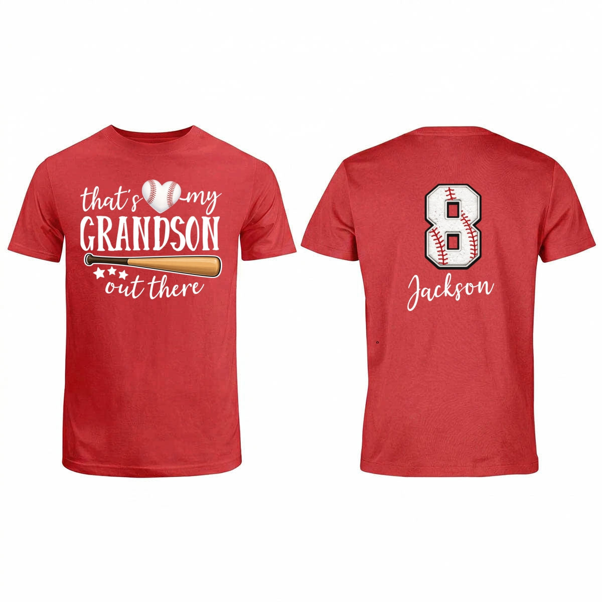 That's My Grandson Out There - Personalized Double Sided Shirt - Baseball Softball Grandma Mom