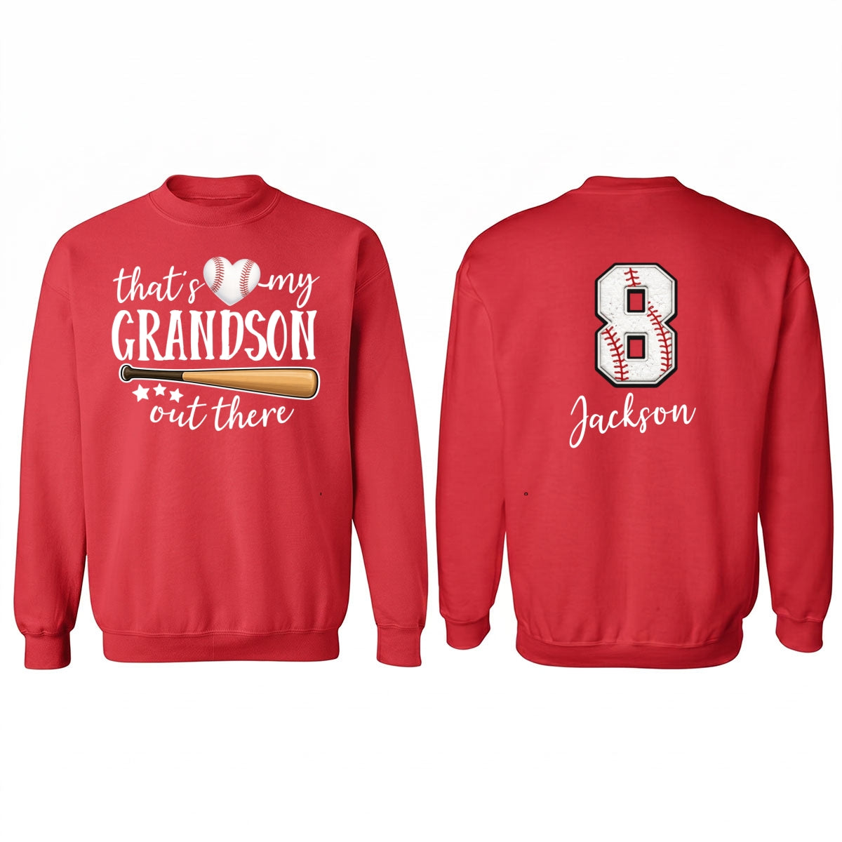 That's My Grandson Out There - Personalized Double Sided Shirt - Baseball Softball Grandma Mom