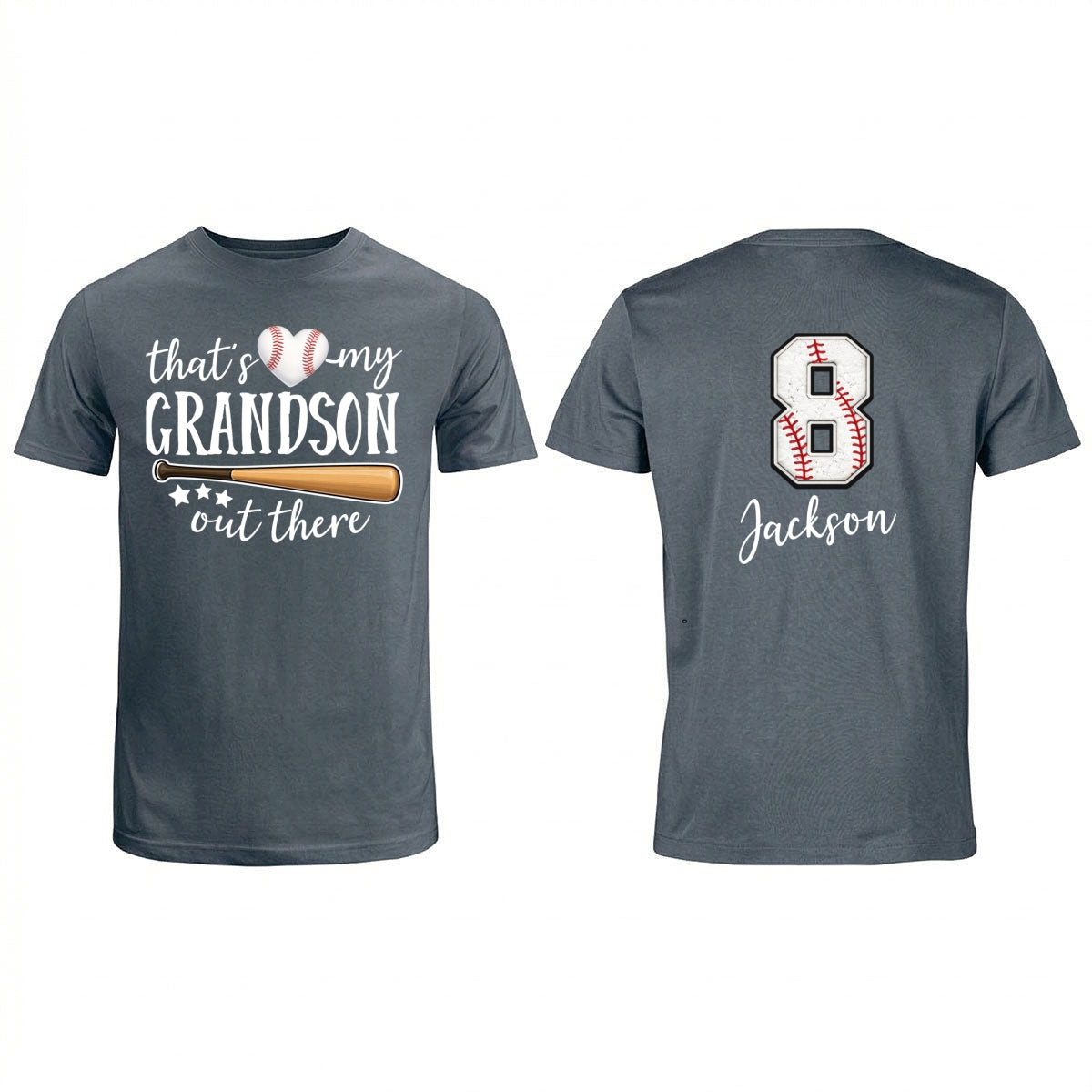 That's My Grandson Out There - Personalized Double Sided Shirt - Baseball Softball Grandma Mom