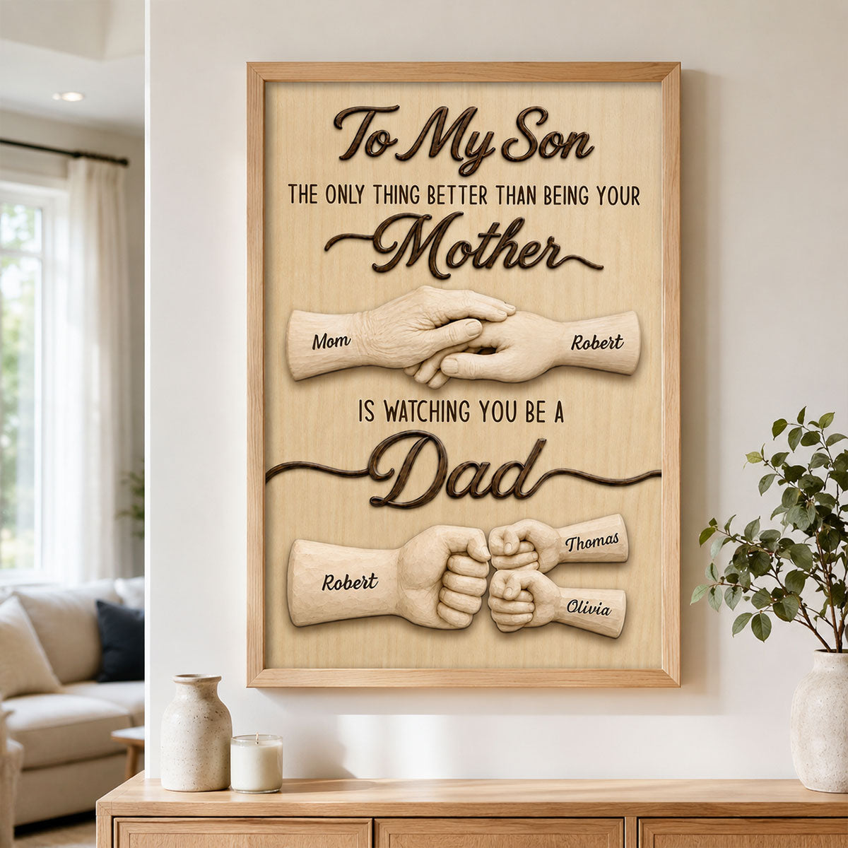 Rustic Sentimental To My Son Watching You Be A Dad From Mom - Personalized Poster - Father's Day Gift For Son