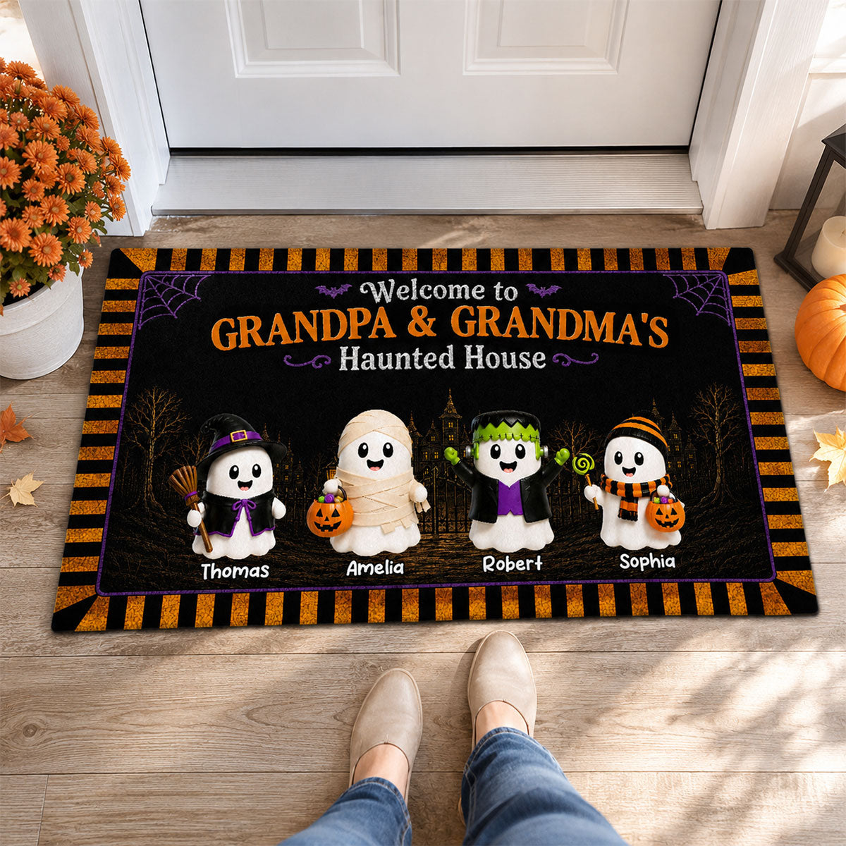 On-trend Spooky Halloween Grandparents House - Personalized Doormat - Halloween Gift For Grandma, Grandpa
