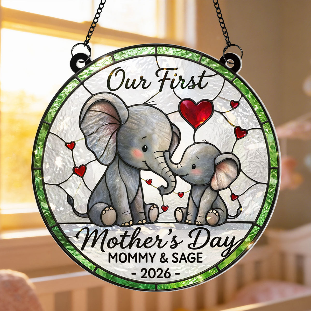 Our 1st Mother's Day Elephant - Personalized Suncatcher - Mother's Day Gift For Her, Mom, Wife