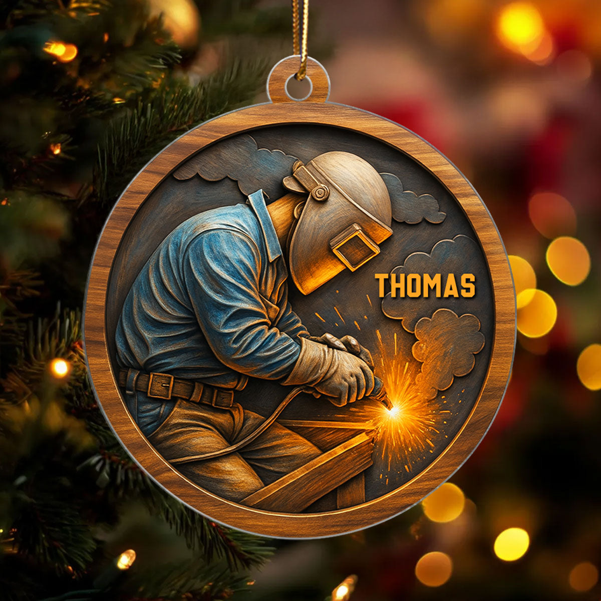 Strength, Sparks & Pride – Personalized Acrylic Ornament – Special Gift for Welders