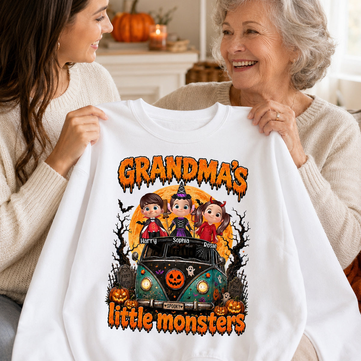 Grandma's Little Monsters - Personalized Shirt - Halloween Shirt for Grandma