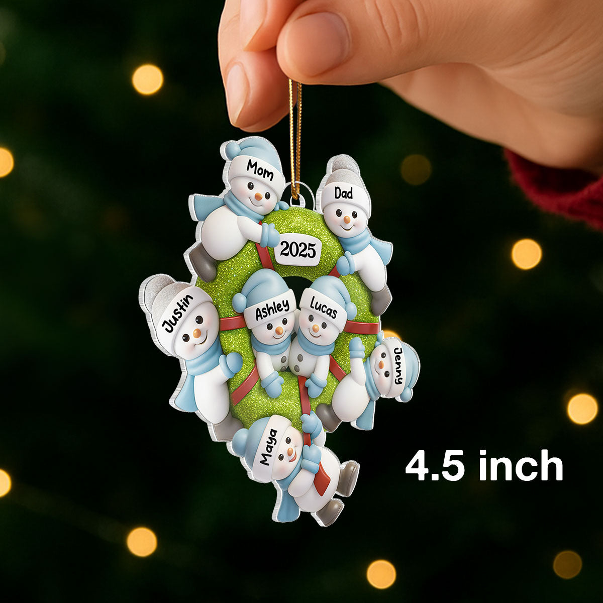 Cute Snowman Family - Personalized Acrylic Ornament - Christmas Gift for Family