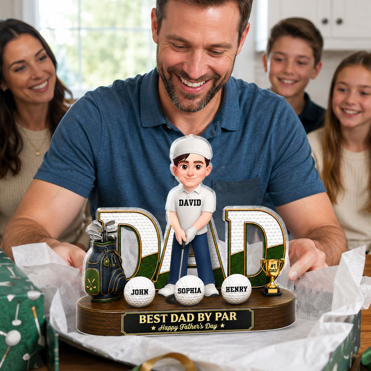 Golf Dad Legend Best Dad By Par - Personalized Acrylic Block Plaque - Father's Day Gift For Dad, Husband, Golfers