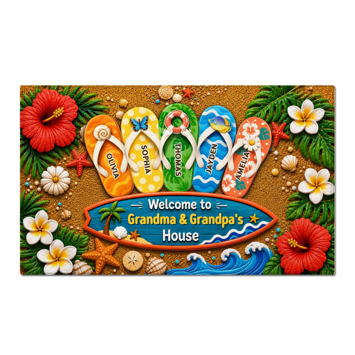 Hello Summer Vibe Welcome To Grandma Grandpa House - Personalized Doormat - Grandparents House Summer Decoration