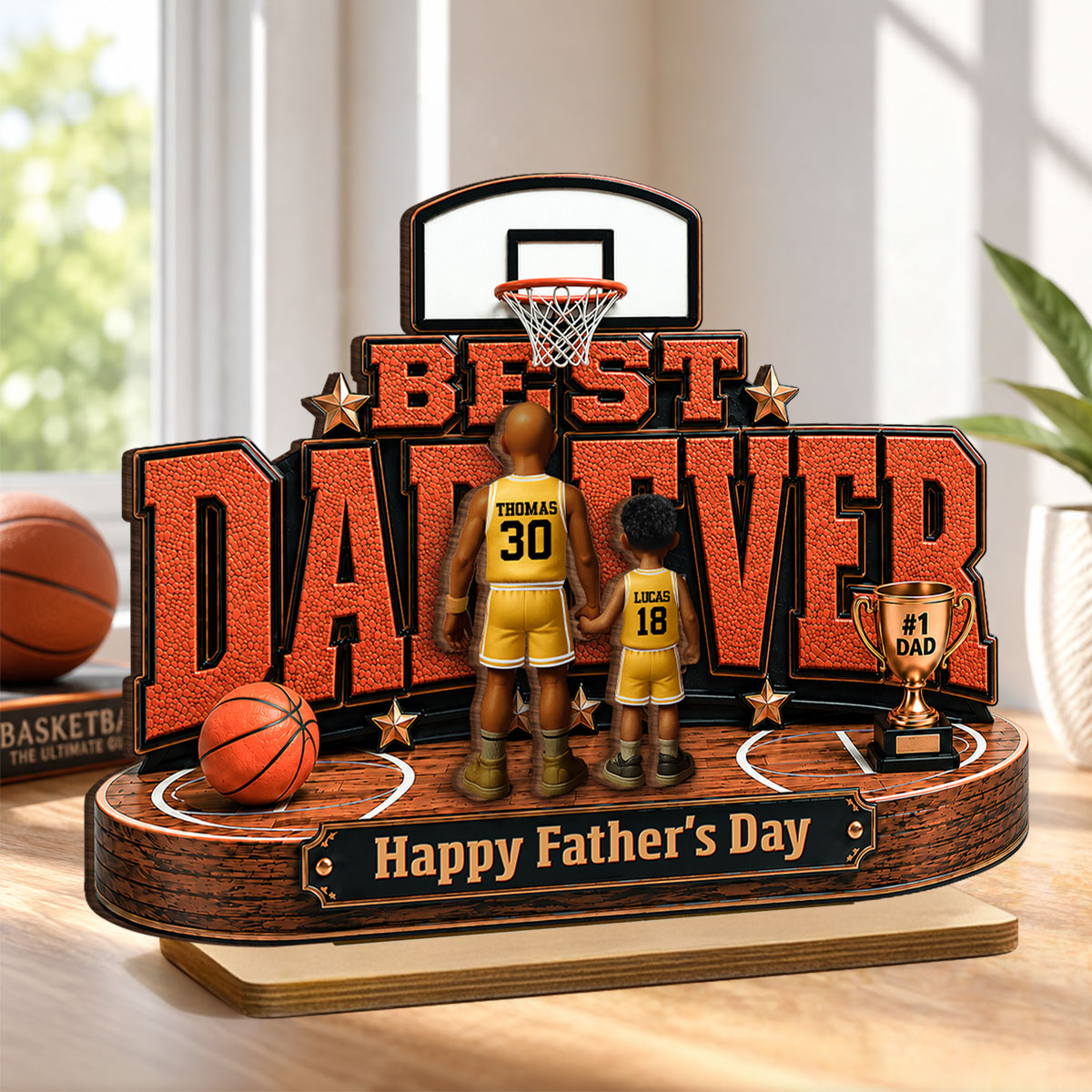Best Basketball Dad Ever Our MVP - Personalized 2-Layered Wooden Plaque -  Gift For Dad, Husband