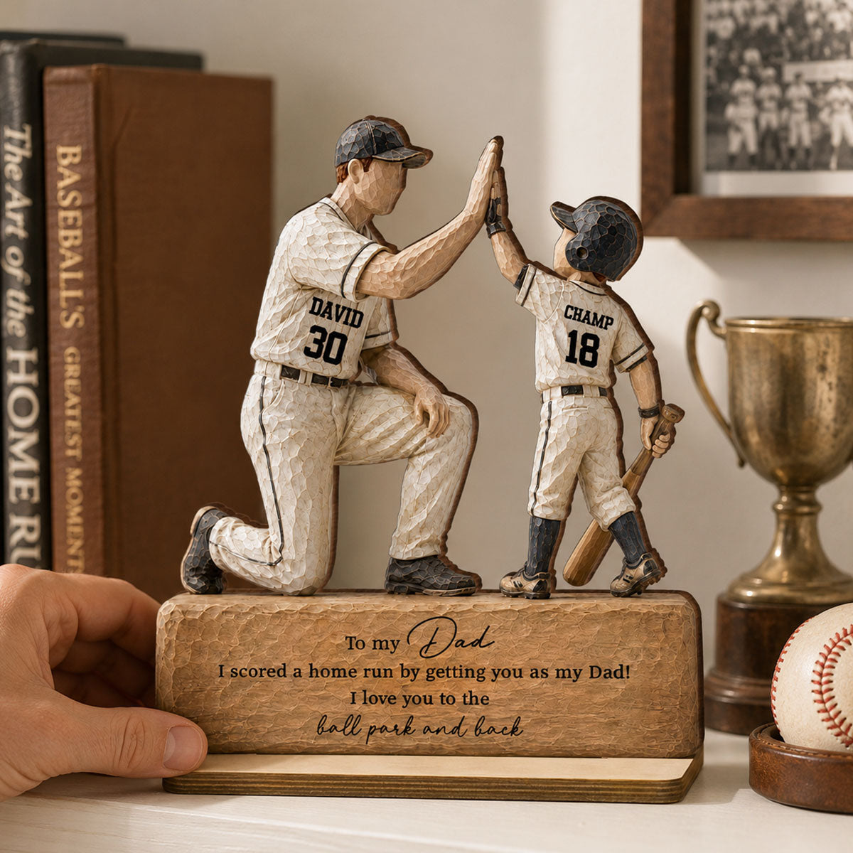 I Scored a Home Run with You as My Dad - Personalized 2-Layered Wooden Plaque -  Gift for Dad from Son Daughter