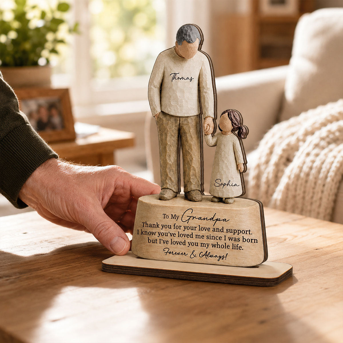 I've Loved You My Whole Life Grandpa & Grandkid 2D Flat Printed - Personalized 2-Layered Wooden Plaque - Sentimental  Gift For Grandpa