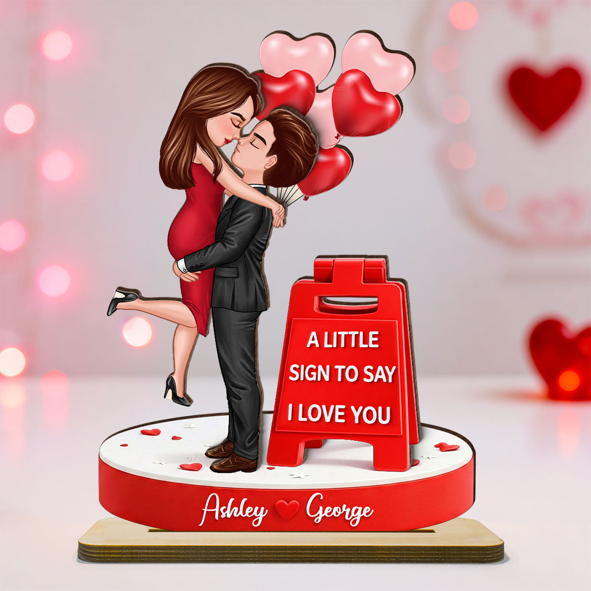 Romantic I Love You Sign - Personalized 2-Layered Wooden Plaque - Gift for Couple, for Her, for Him