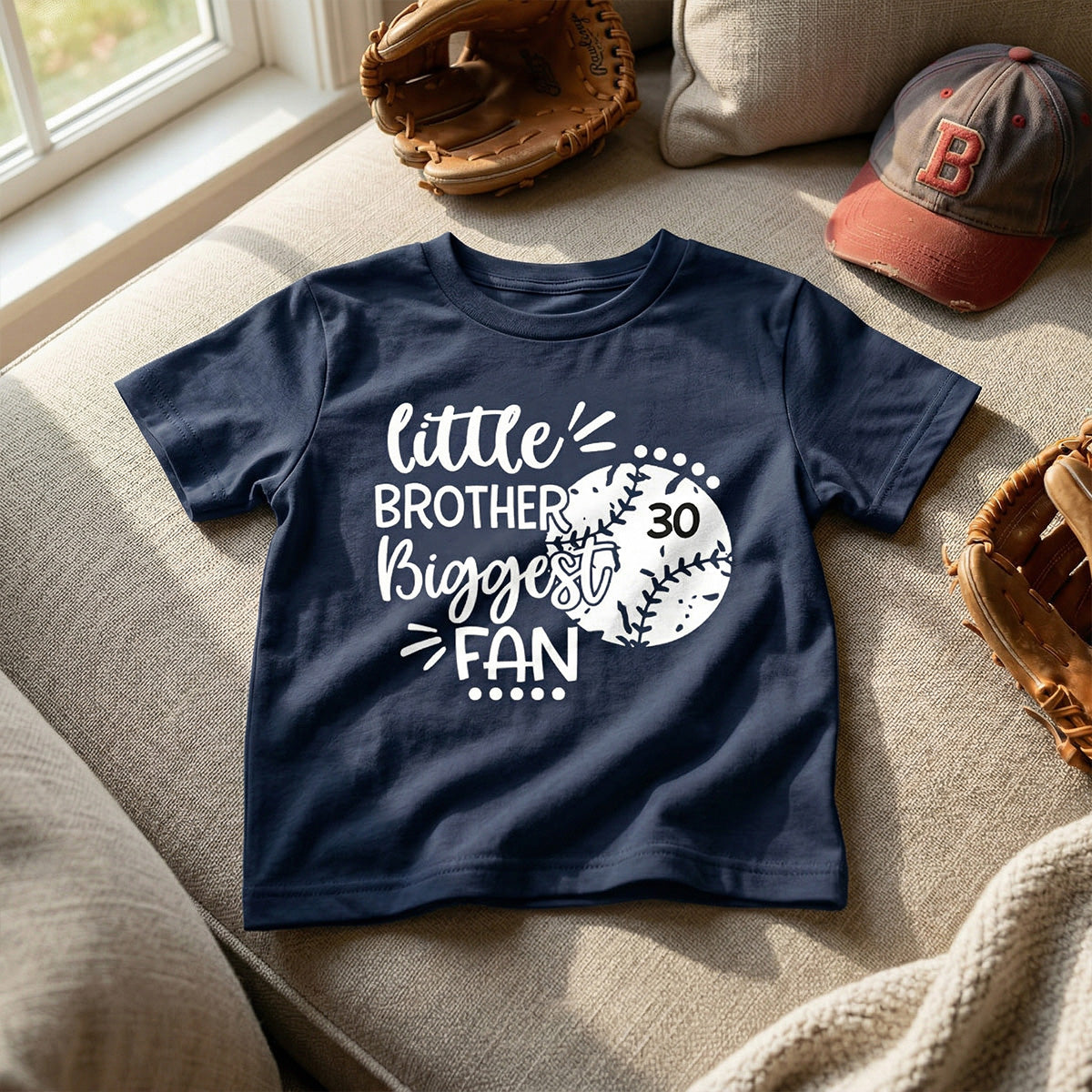 Little Sister Little Brother Biggest Fan - Personalized Kid Shirt - Baseball Little League Game Day Dark Color Shirt