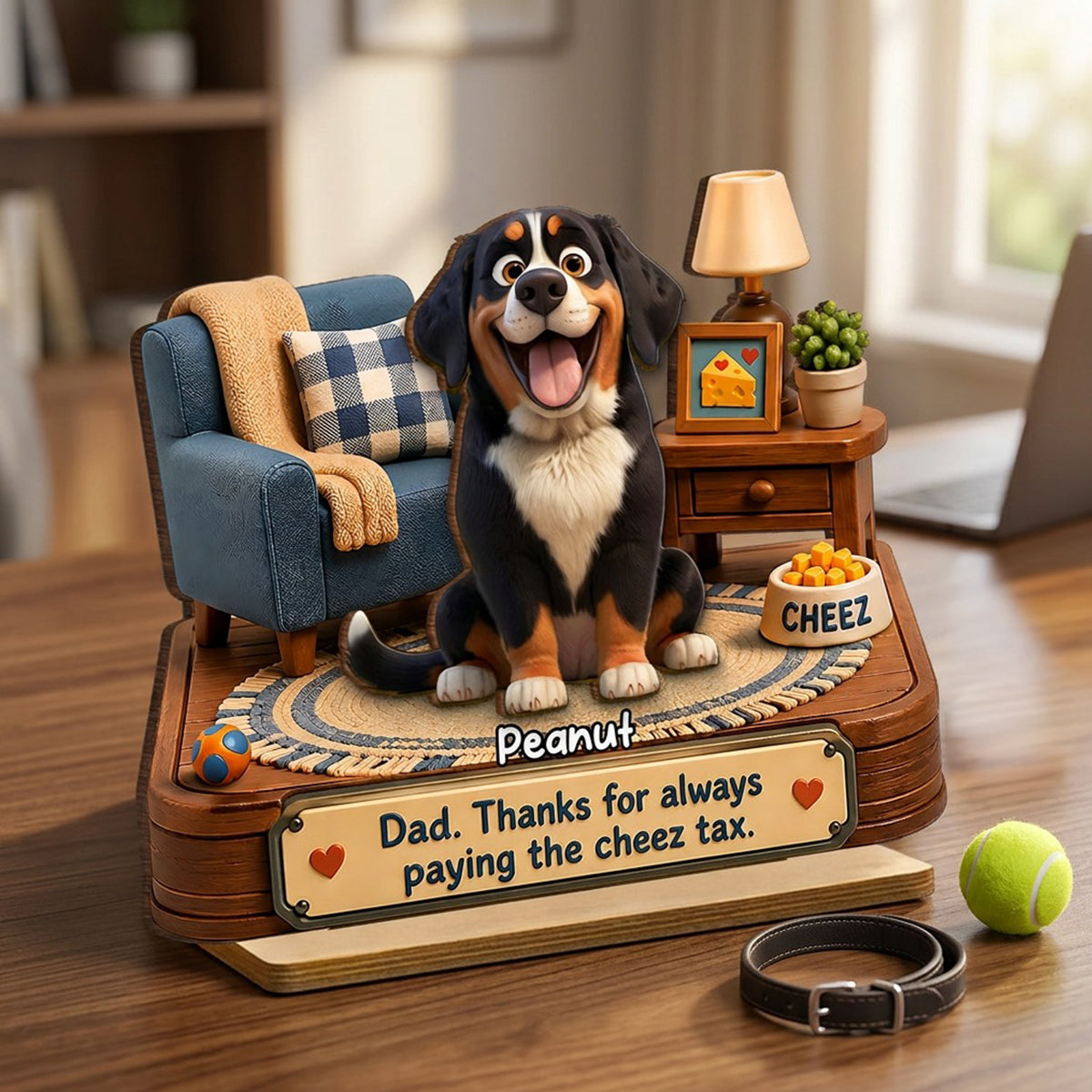 Cheese Tax Dog Dad - Personalized 2-Layered Wooden Plaque -  Gift for Dog Dad