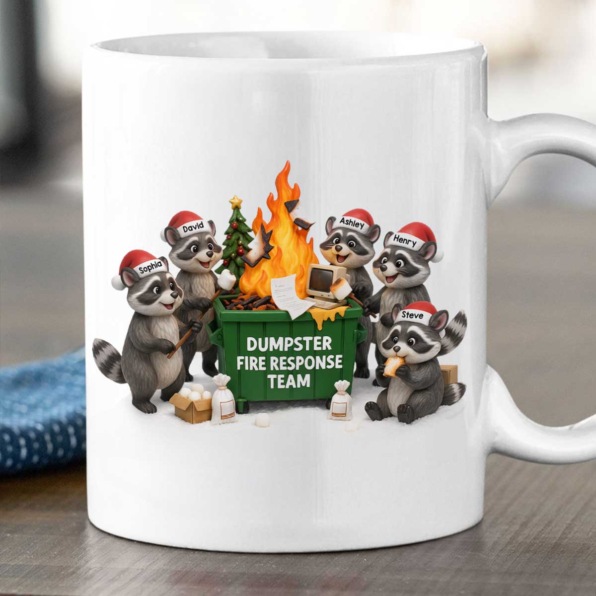 Funny Raccoon Dumpster on Fire Response Team - Personalized Mug - Funny Holiday Gift for Coworkers