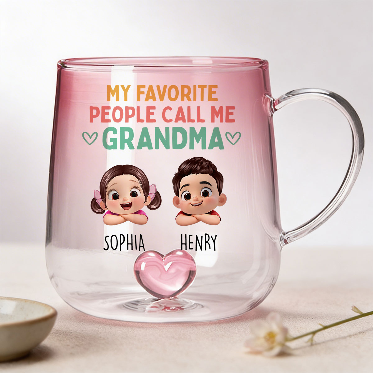 My Favorite People Call Me Grandma - Personalized Glass Mug - Heartfelt Mother's Day Gift for Grandma, Wife