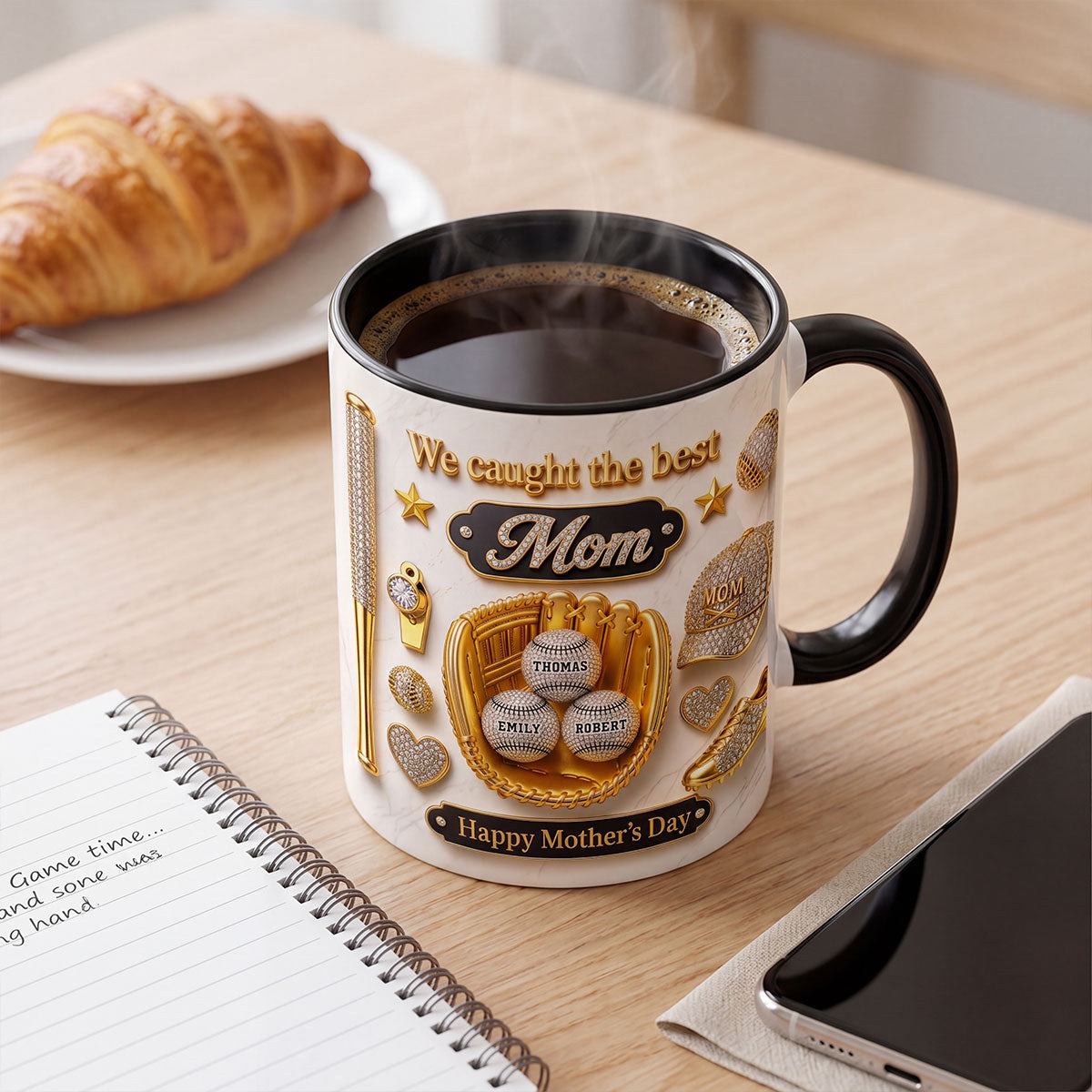 3D Effect Baseball We Caught The Best Mom - Personalized Mug - Mother's Day Gift For Mom, Wife