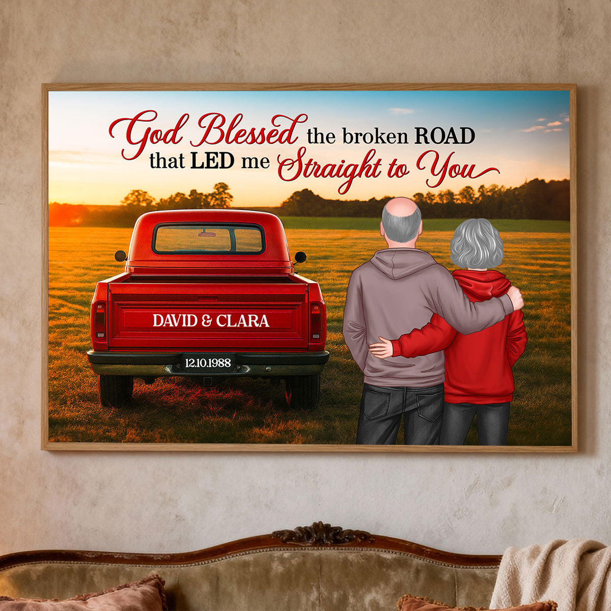 God Bless the Broken Road that Led me Straight to You - Personalized Poster - Heartfelt Couple Gift for him, for her