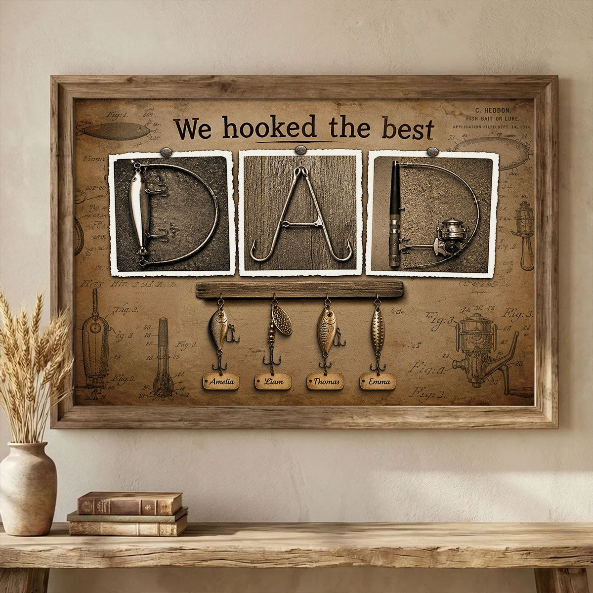 We Hooked the Best Fishing Dad - Personalized Poster - Father's Day Gift for Dad, Husband