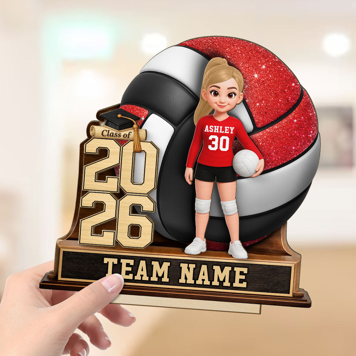 Volleyball Senior Keepsake 2D Flat - Personalized 2-Layered Wooden Plaque - Graduation Gift For Daughter, Graduates, Class of 2026