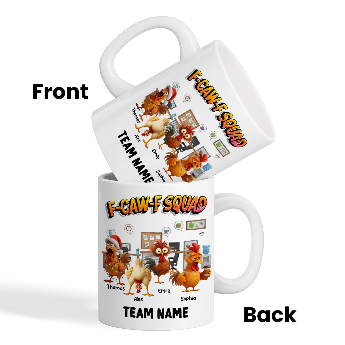 F-Caw-F Squad Funny Chicken Staff - Personalized Mug - Funny Gift For Coworkers, Colleagues