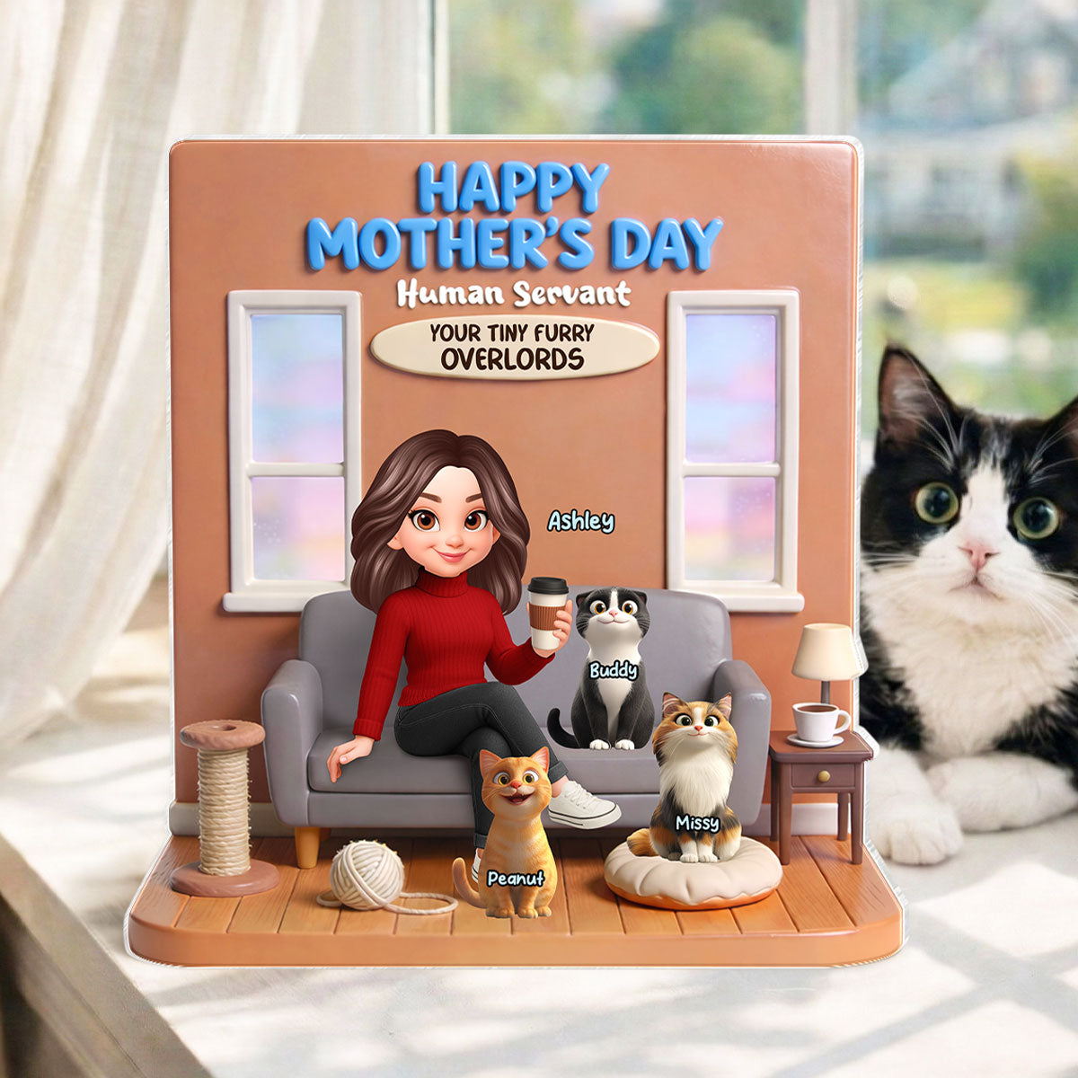 Home Is Where The Fur Is - Personalized Acrylic Block Plaque - Gift For Cat Lovers