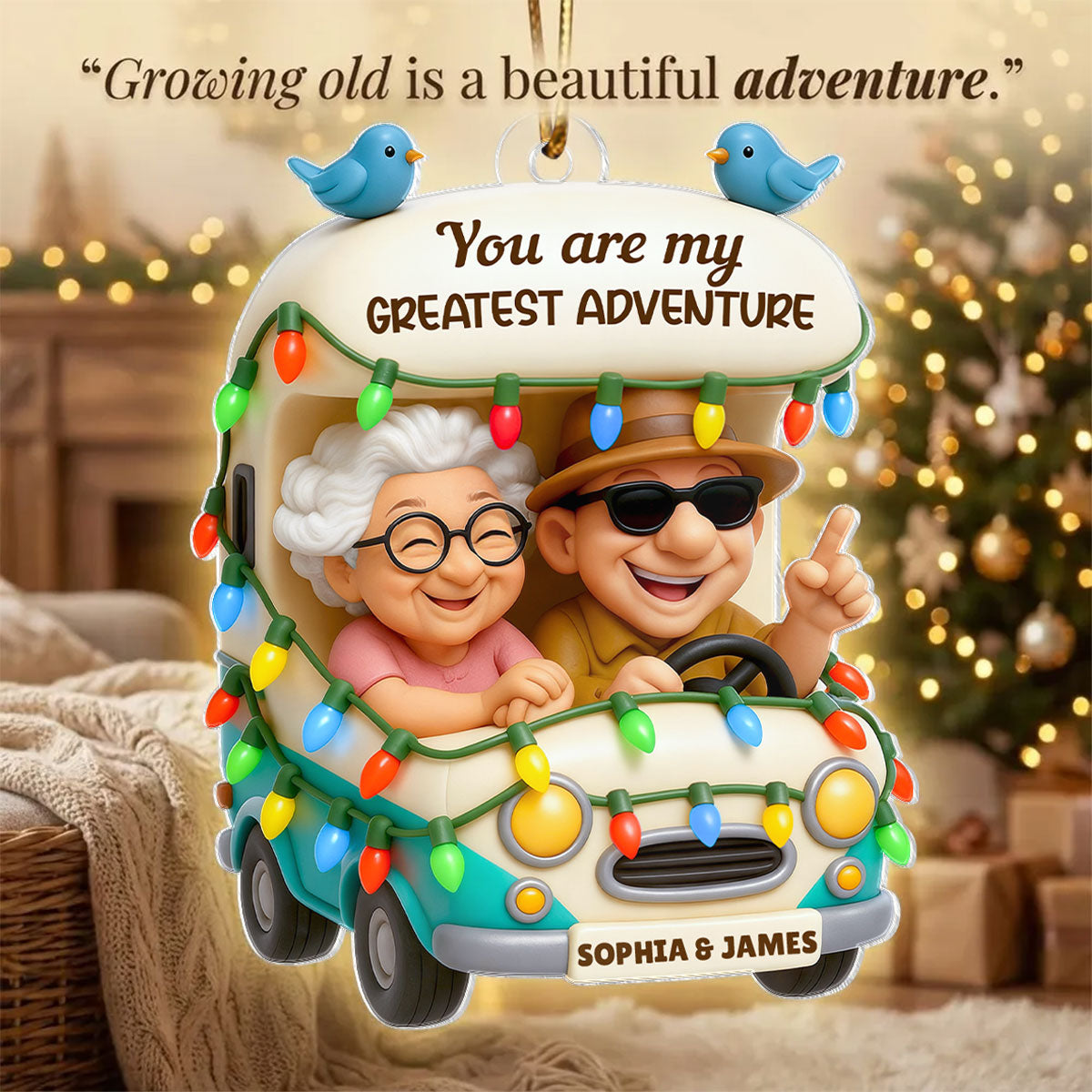 You Are My Greatest Adventure Old Couple - Personalized Acrylic Ornament - Christmas Gift For Him, For Her, For Couple