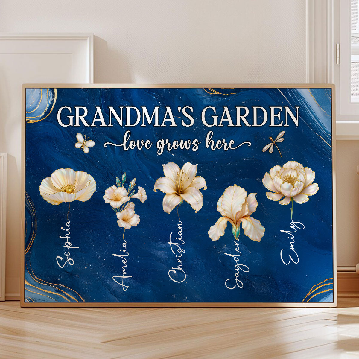 Grandma's Garden 3D Effect Birth Month Flowers - Personalized Poster - Christmas, Birthday, Mother's Day Gift For Grandma