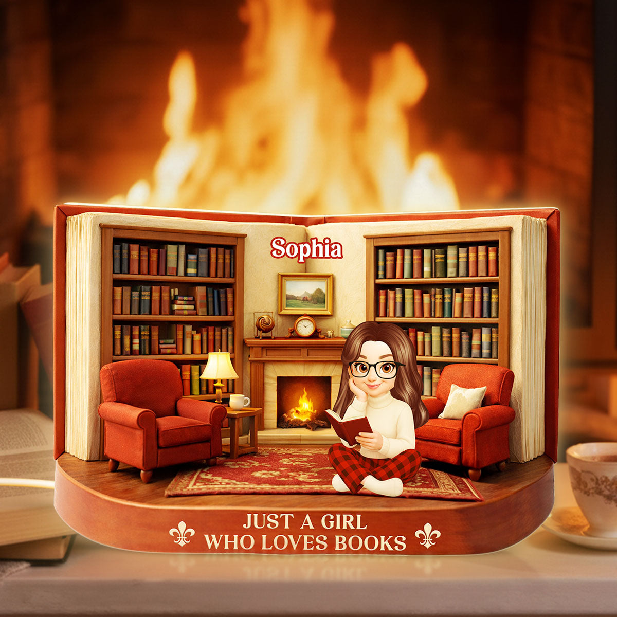 Just A Girl Who Loves Books - Personalized Light Box - Gift for Book Lovers