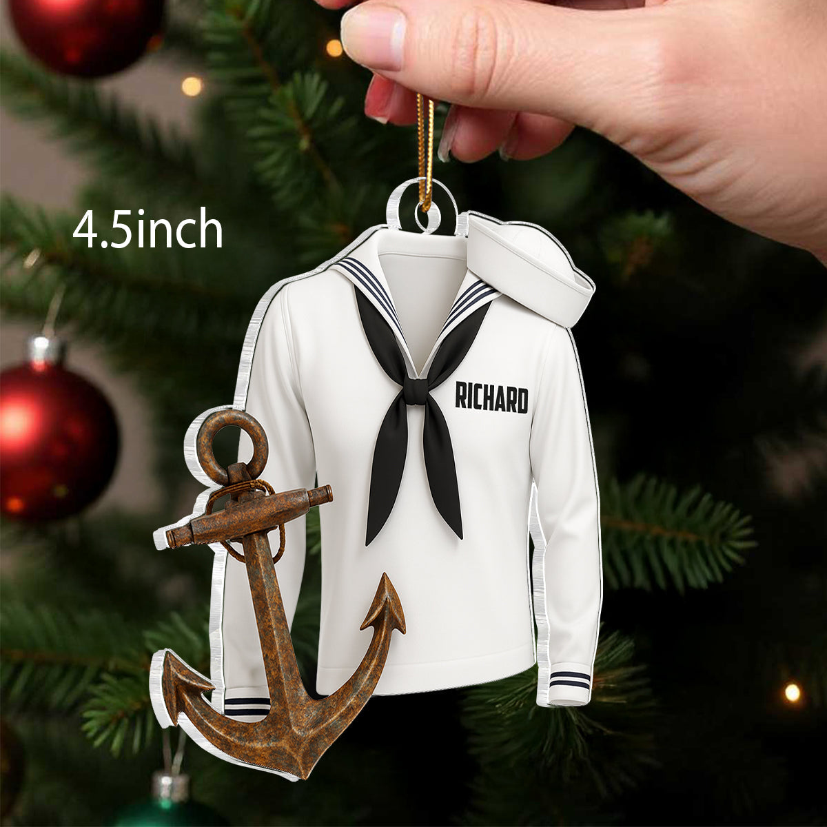 Sail with Courage & Pride – Personalized Acrylic Ornament – Appreciation Gift for Navy Heroes