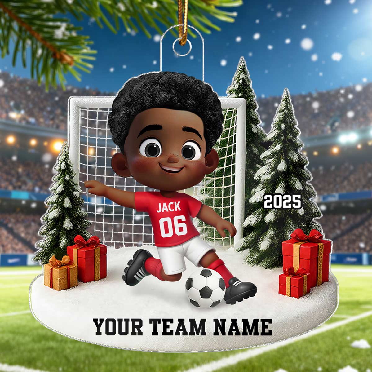 3D Effect Kid Soccer Player - Personalized Acrylic Ornament - Gift For Soccer Lovers, School Soccer Team