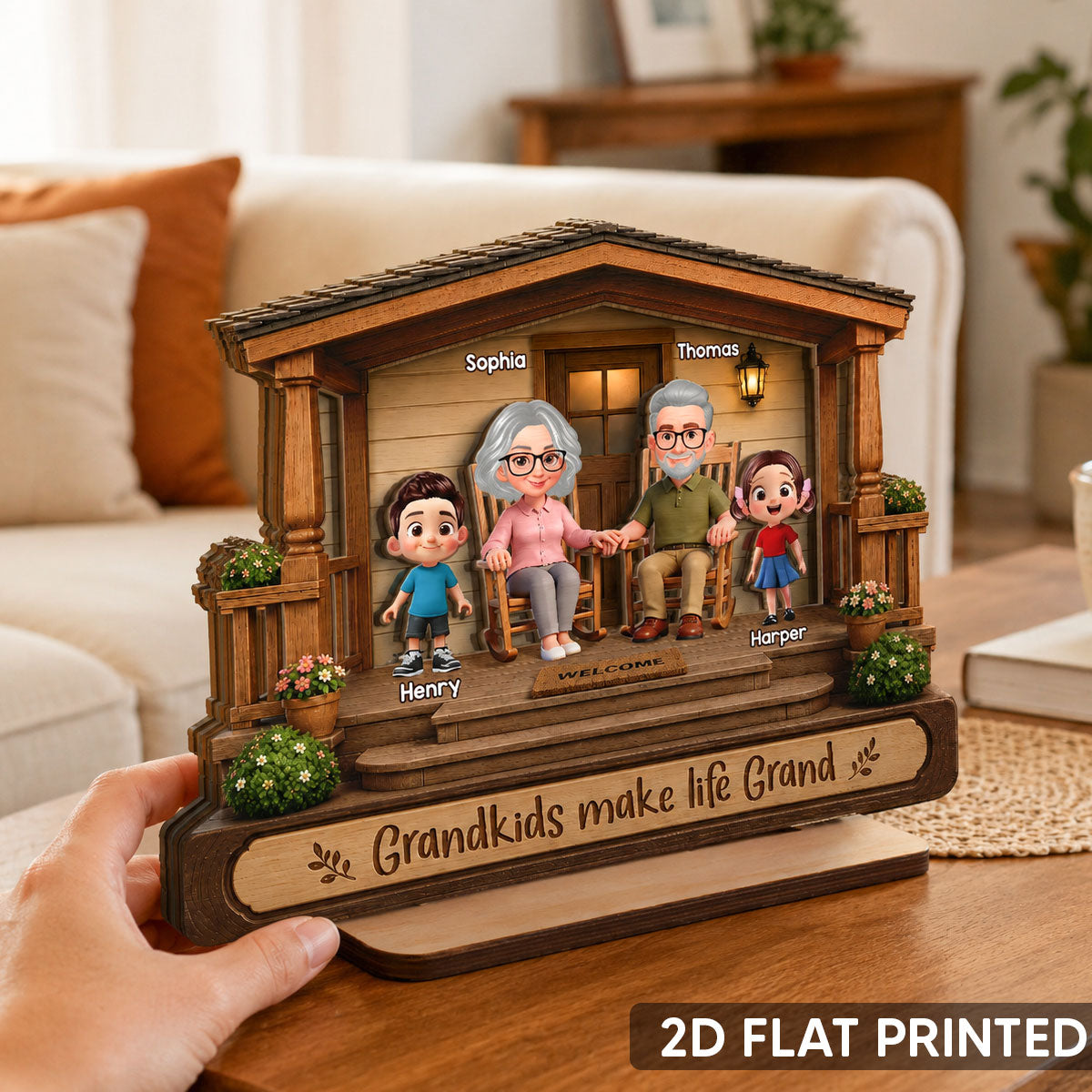 There's No Place Like Grandparents' House 2D Flat - Personalized 2-Layered Wooden Plaque - Home Decor Gift For Grandparents