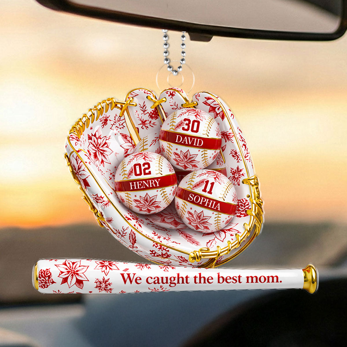 We Caught the Best Mom Toile De Jouy Pattern - Personalized Acrylic Car Hanger - Mother's Day Gift for Mom, Wife