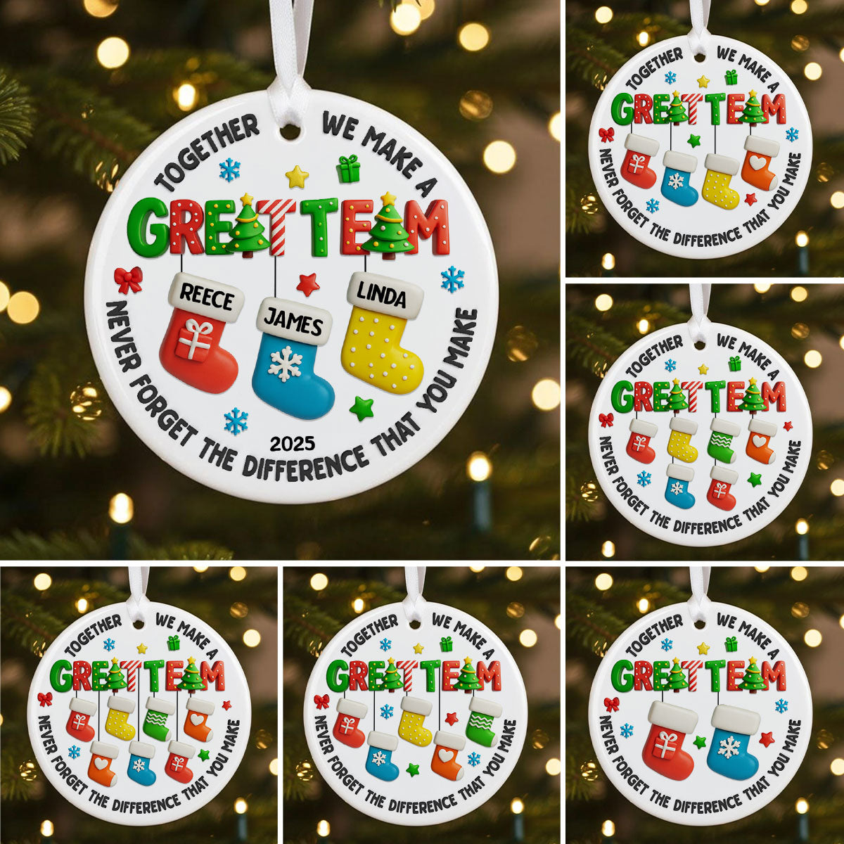 Together We Make A Great Team - Personalized Ceramic Ornament - Christmas Gift for Coworker