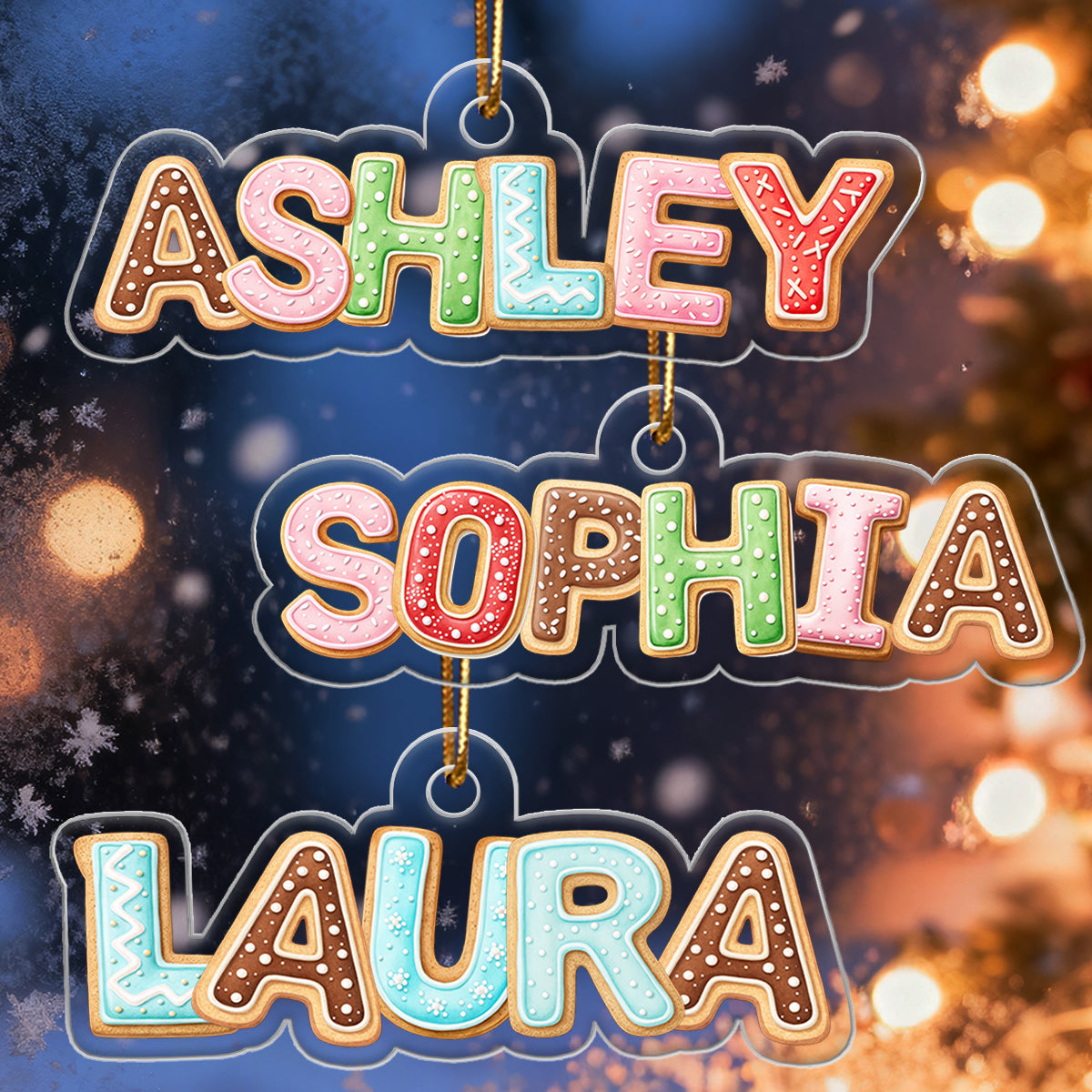 Custom Family Name Cookies Alphabet - Personalized Acrylic Ornament - Unique Christmas Gift For Family
