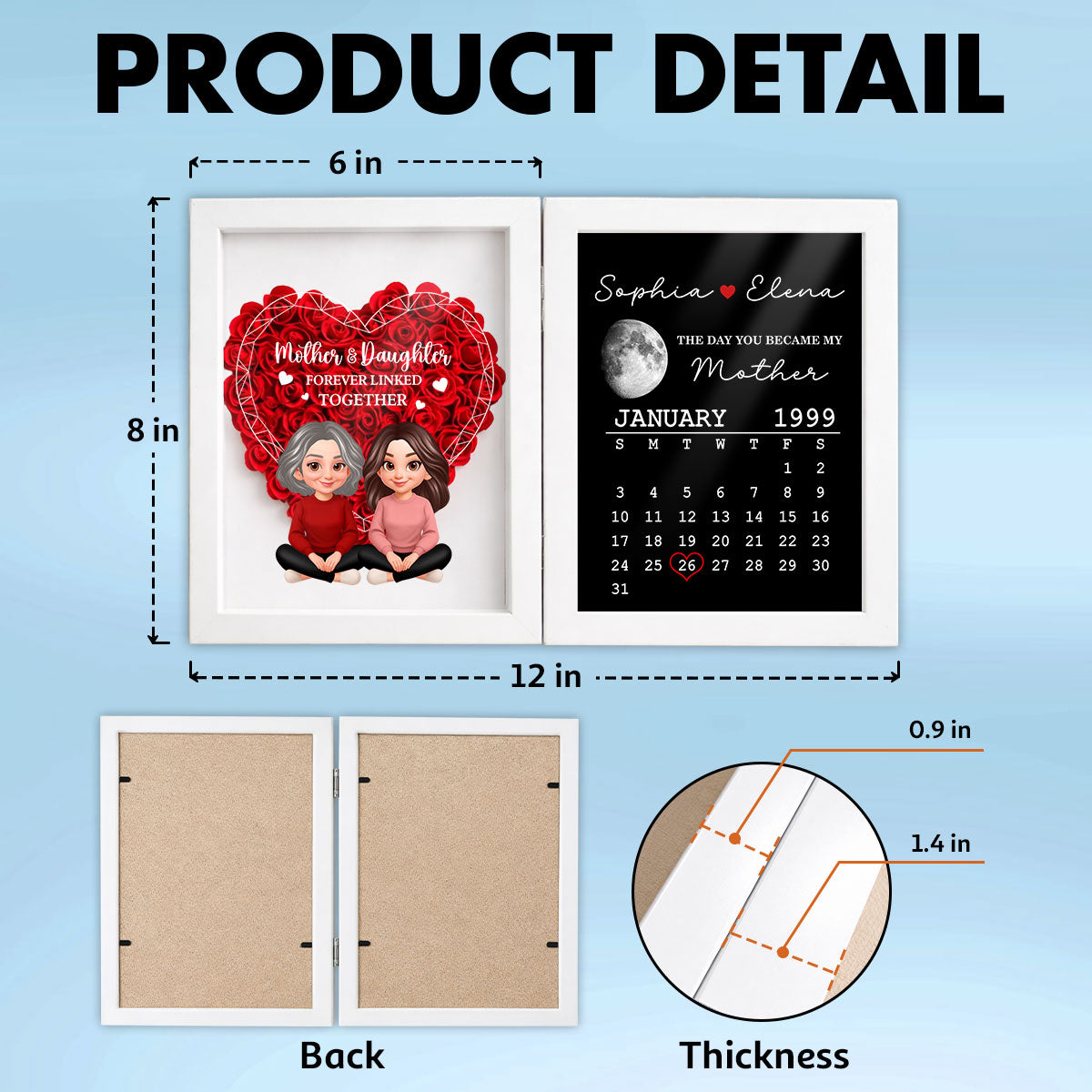 Mother Daughter Forever Linked Together - Personalized Flower Shadow Box - Gift For Mom