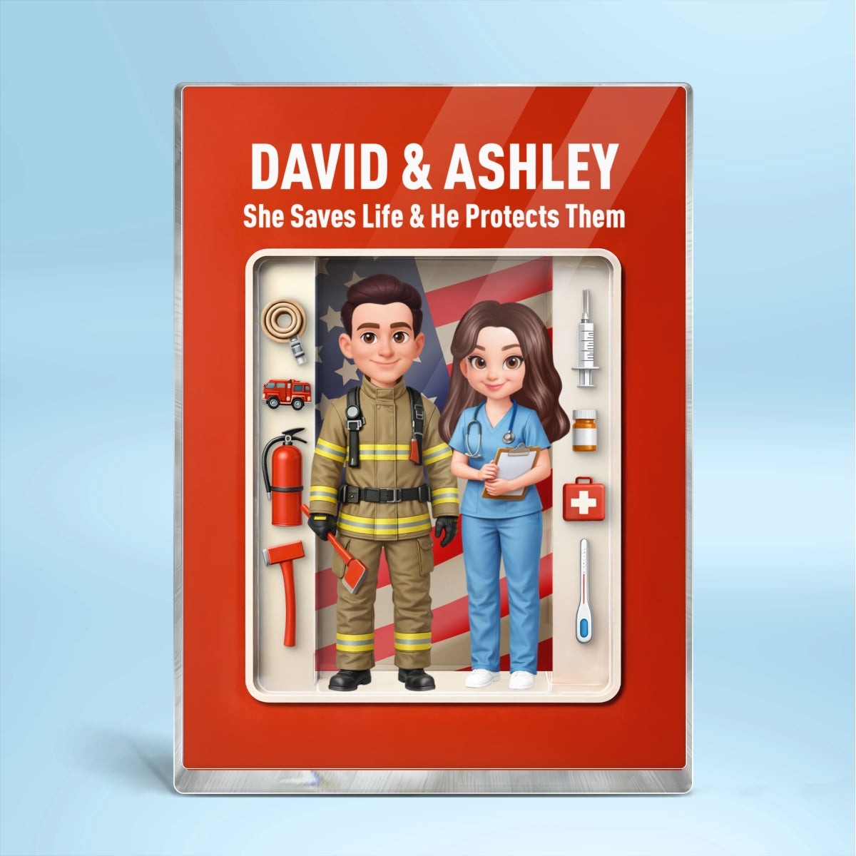 Couple Occupation 3D Action Figure - Personalized Acrylic Block Plaque - Heartfelt Gift for Him, for Her