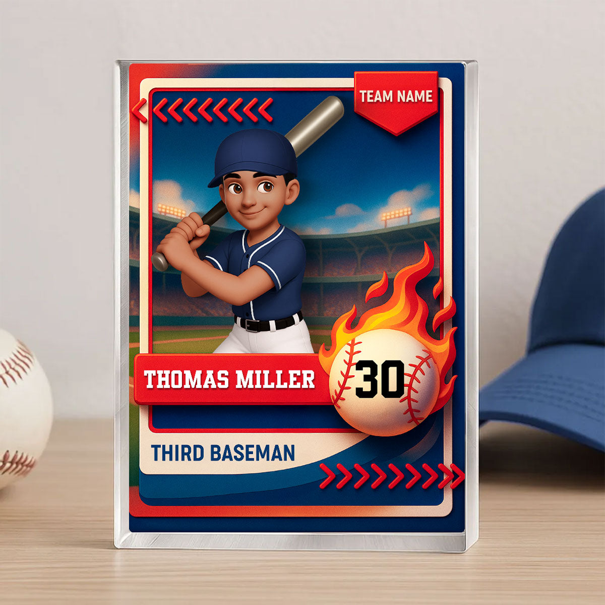 Baseball Trading Card - Personalized Acrylic Block Plaque - Christmas Gift for Son, Daughter, Grandkid