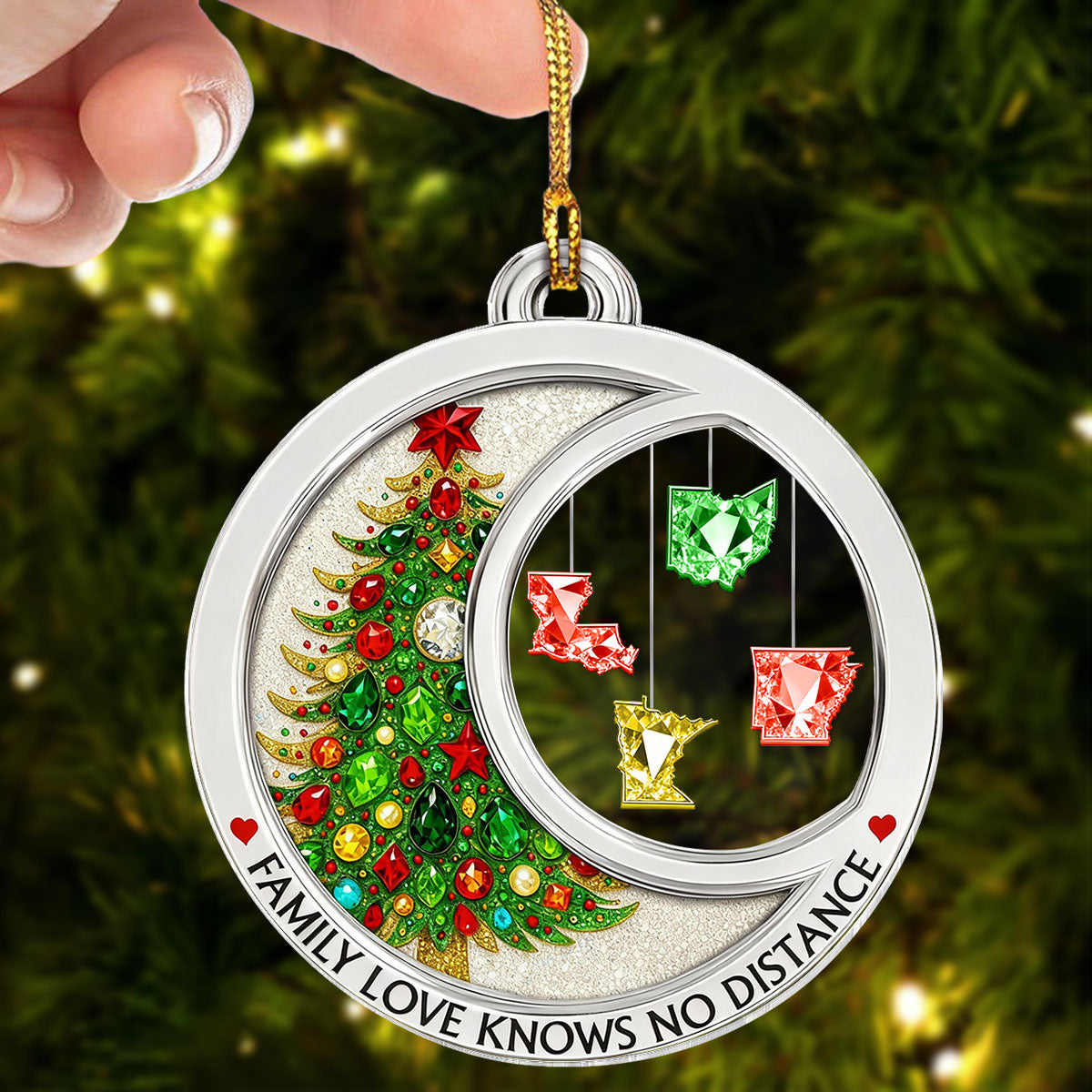 3D Crystal Effect Long Distance Family Love Knows No Distance - Personalized Acrylic Ornament