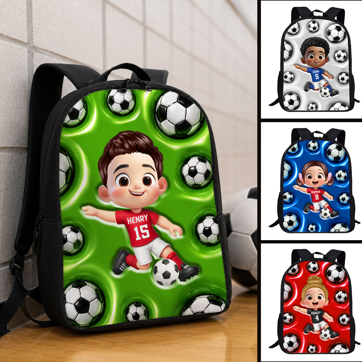 Soccer Patterns Boy And Girl - Personalized Backpack - Back To School Gift For Kids, Daughters, Sons, Grandkids