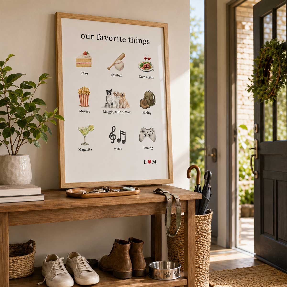 Our Favorite Things Couple & Dogs - Personalized Poster