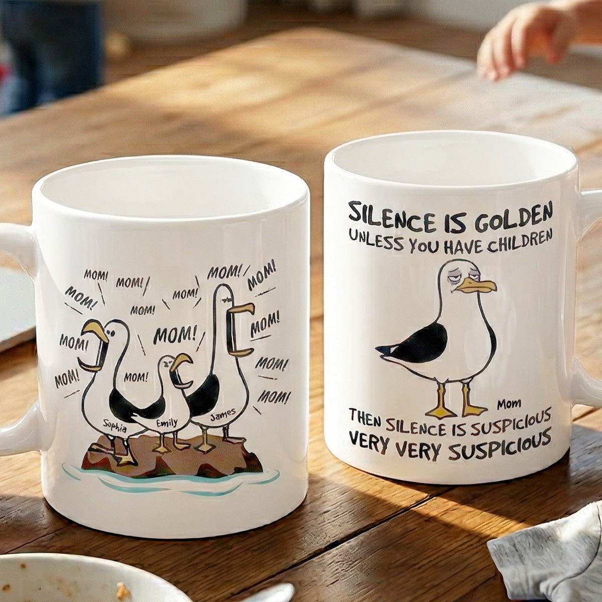 Silence Is Golden Unless You Have Kids Seagull Mom Mom Mom - Personalized Mug - Funny Mother's Day Gift For Mom