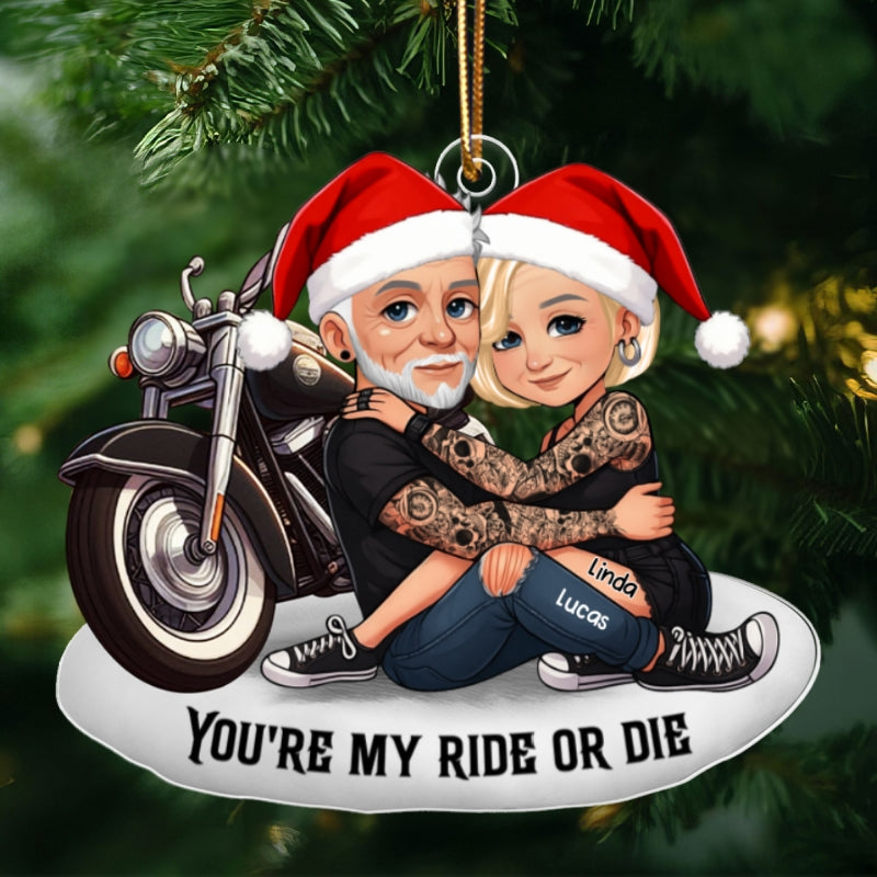Bikers Couple Riding Partners for Life - Personalized Acrylic Ornament - Gift for Him, Gift for Her