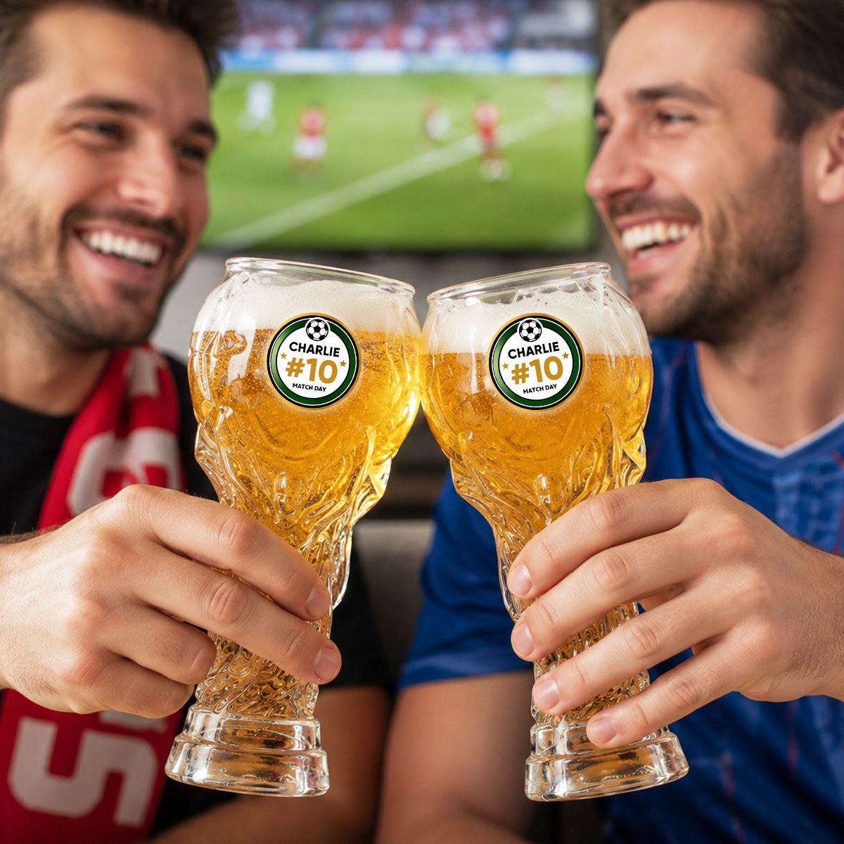 Match Day Football Soccer Game - Personalized Trophy Beer Glass - Birthday Gift for Him, Gift for Dad