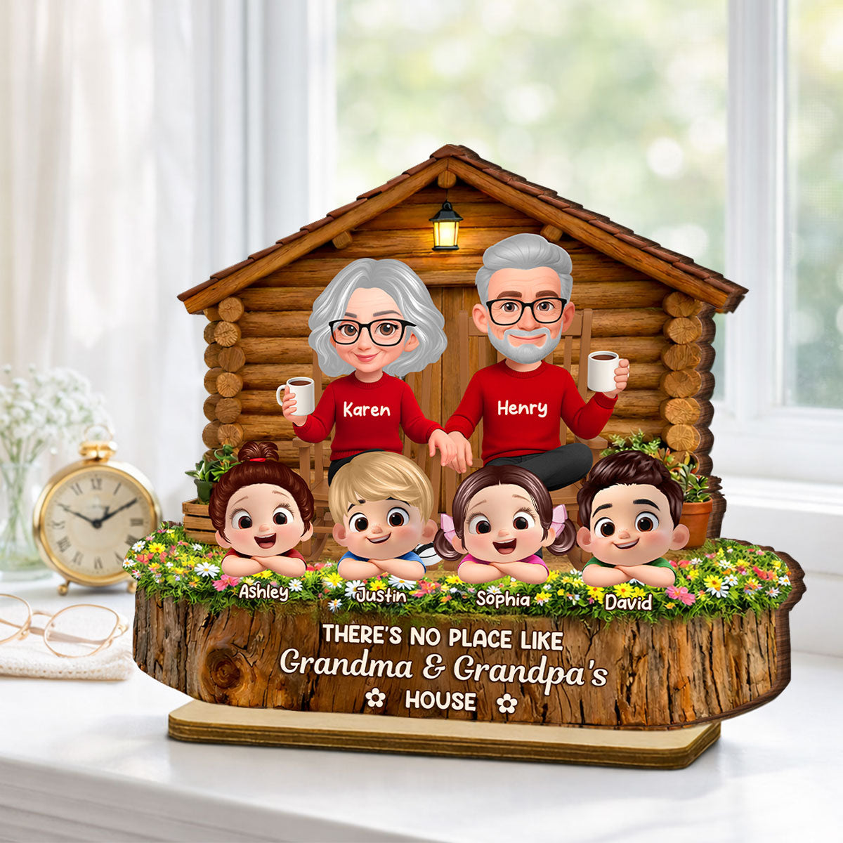 No Place Like Grandma & Grandpa's - Personalized 2-Layered Wooden Plaque - Gift for Grandma, Grandpa