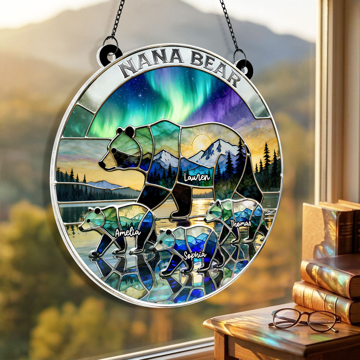 Mama Bear - Personalized Acrylic Suncatcher - Heartfelt Mother's Day Gift for Mom, Wife