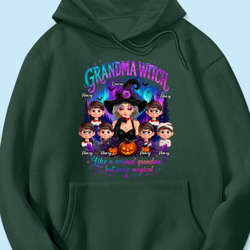 Grandma Witch More Magical Neon Light - Personalized Shirt - Trendy Halloween Tee for Grandma