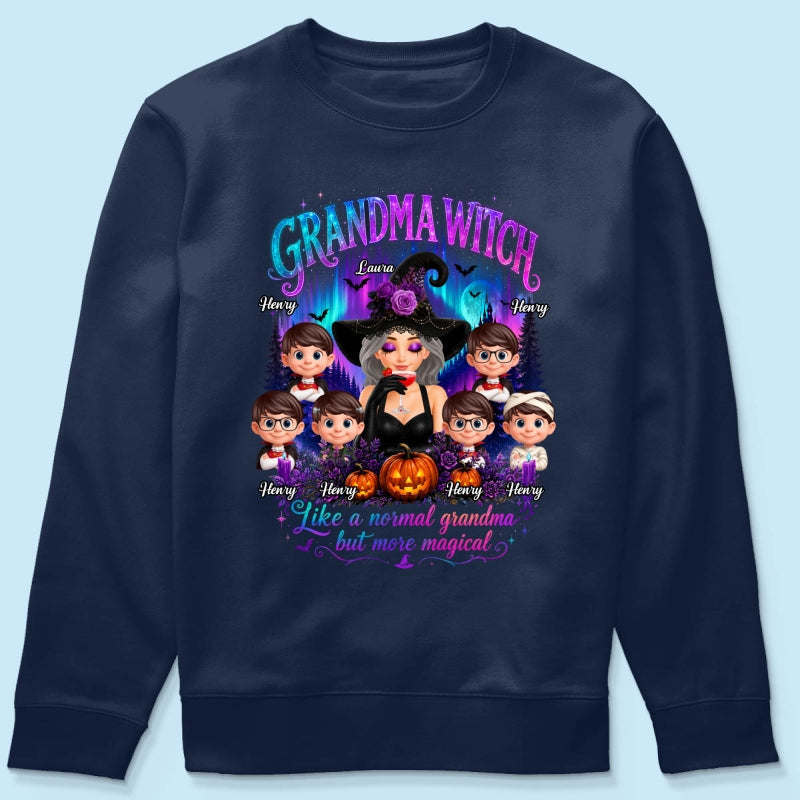 Grandma Witch More Magical Neon Light - Personalized Shirt - Trendy Halloween Tee for Grandma
